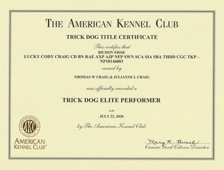 AKC certificate
